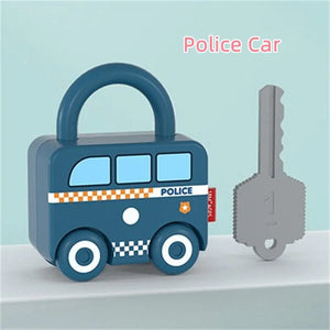 Planet Gates 1Pcs police 1 Children Educational Toys Kids Learning Lock with Keys Car Numbers Matching & Counting Montessori Math Teaching Lock-Picking Toy