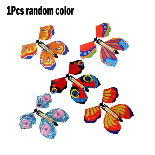 Planet Gates 1pcs random color 1-10Pcs Magic Wind Up Flying Butterfly in The Book Rubber Band Powered Magic Fairy Flying Toy Great Surpris Gift Party Favor