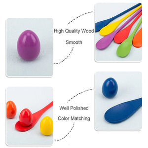 Planet Gates 1Pcs Random Montessori Rainbow Wooden Spoon Sensory Toy Color Matching Balance Game Kid Early Educational Wooden Toy Preschool Teaching Aids