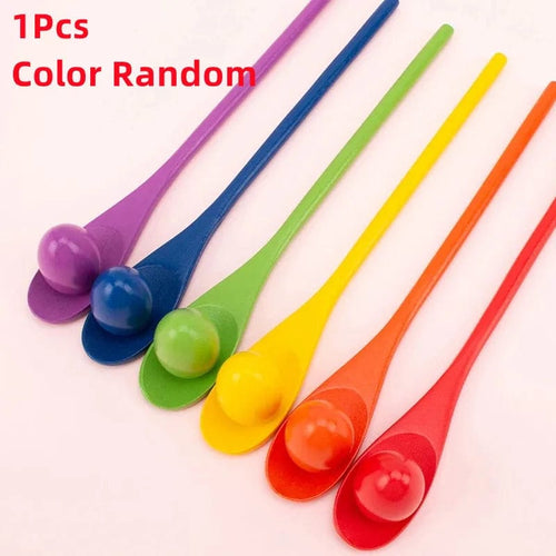 Planet Gates 1Pcs Random Montessori Rainbow Wooden Spoon Sensory Toy Color Matching Balance Game Kid Early Educational Wooden Toy Preschool Teaching Aids