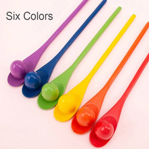 Planet Gates 1Pcs Random Montessori Rainbow Wooden Spoon Sensory Toy Color Matching Balance Game Kid Early Educational Wooden Toy Preschool Teaching Aids