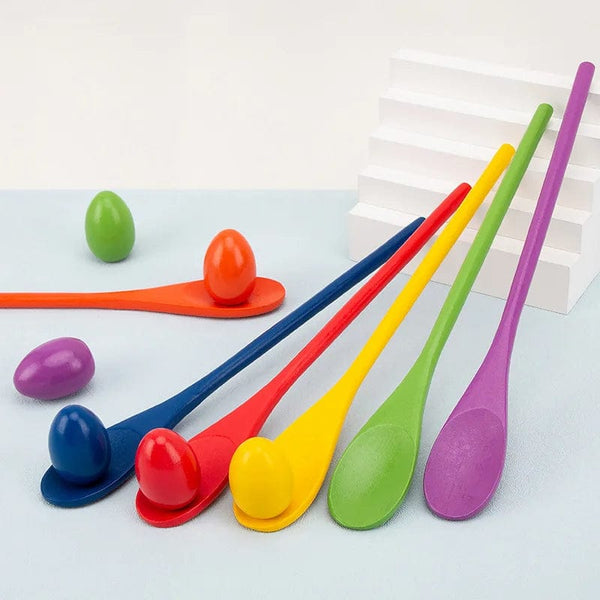 Planet Gates 1Pcs Random Montessori Rainbow Wooden Spoon Sensory Toy Color Matching Balance Game Kid Early Educational Wooden Toy Preschool Teaching Aids