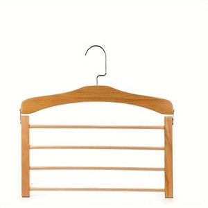 Planet Gates 1PCS Retro Color 1pc Wooden Multi-tier Trouser Rack, Household Wooden Coat Rack For Towel, Scarf, Tie Storage Rack, Non-marking Hanging Trouser Racks, Household Space Saver For Clothes Organization Of Closet, Wardrobe, Home, Dorm