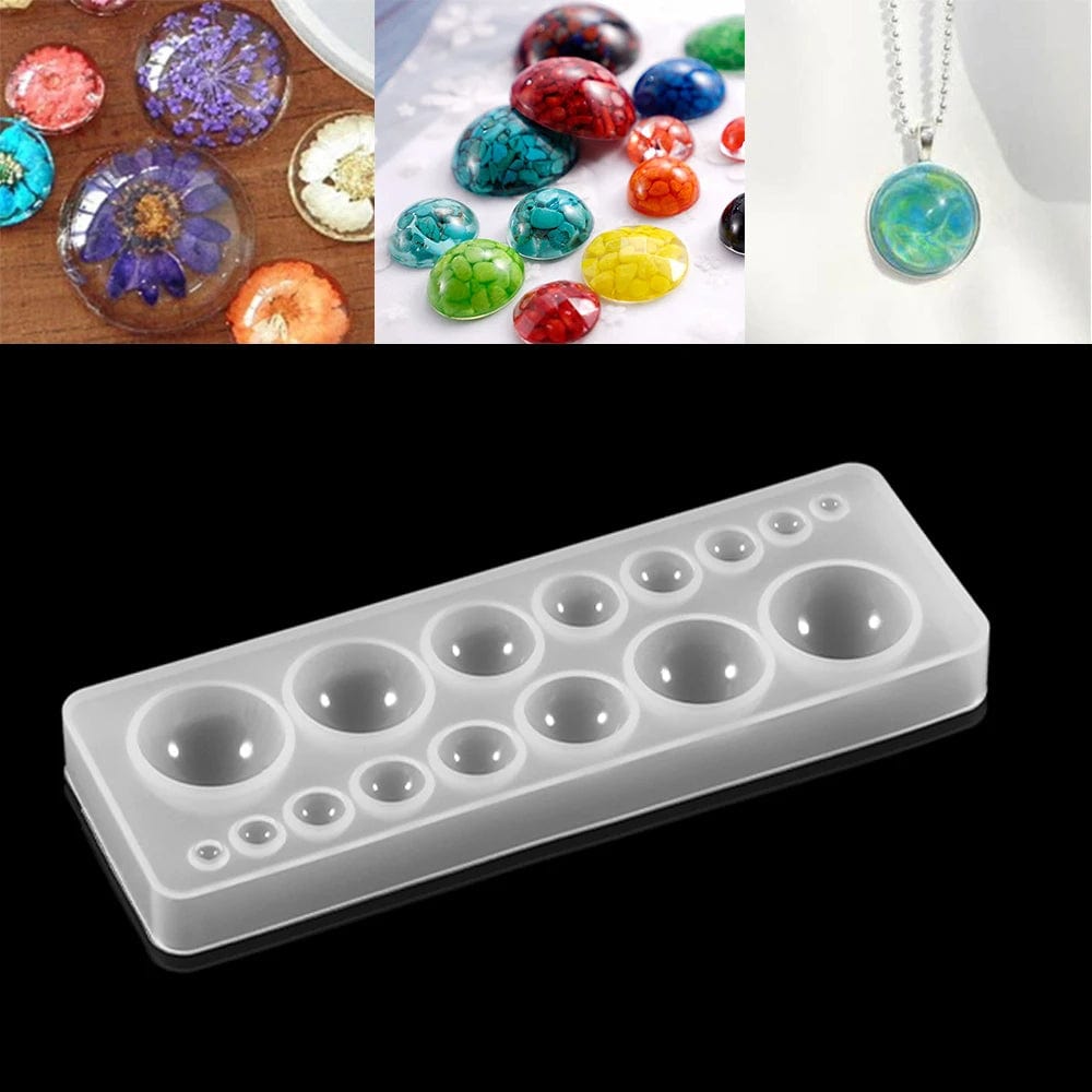 Planet Gates 1pcs Silicone Mold half ball Oblate Cabochon Pendant Resin Silicone Mould Handmade Tool Epoxy Resin Molds Jewelry Making