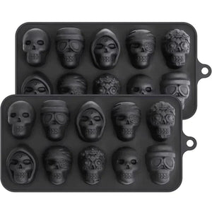 Planet Gates 1Pcs Skull Ice Cube Mold 10-Grid Skull Ice Mold For Halloween Kitchen Tools Reusable Making Accessory For Chocolate Ice Cream Mold