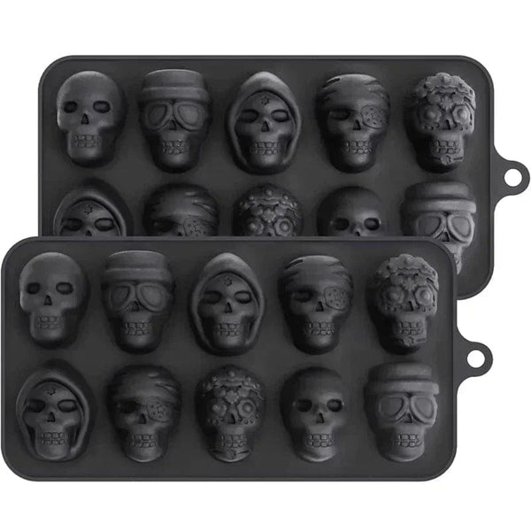 Planet Gates 1Pcs Skull Ice Cube Mold 10-Grid Skull Ice Mold For Halloween Kitchen Tools Reusable Making Accessory For Chocolate Ice Cream Mold