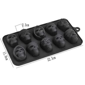 Planet Gates 1Pcs Skull Ice Cube Mold 10-Grid Skull Ice Mold For Halloween Kitchen Tools Reusable Making Accessory For Chocolate Ice Cream Mold