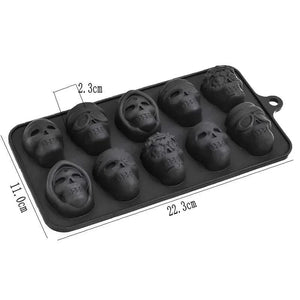 Planet Gates 1Pcs Skull Ice Cube Mold 10-Grid Skull Ice Mold For Halloween Kitchen Tools Reusable Making Accessory For Chocolate Ice Cream Mold