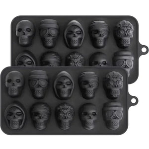 Planet Gates 1Pcs Skull Ice Cube Mold 10-Grid Skull Ice Mold For Halloween Kitchen Tools Reusable Making Accessory For Chocolate Ice Cream Mold