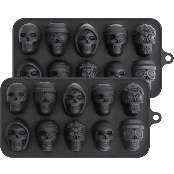Planet Gates 1Pcs Skull Ice Cube Mold 10-Grid Skull Ice Mold For Halloween Kitchen Tools Reusable Making Accessory For Chocolate Ice Cream Mold