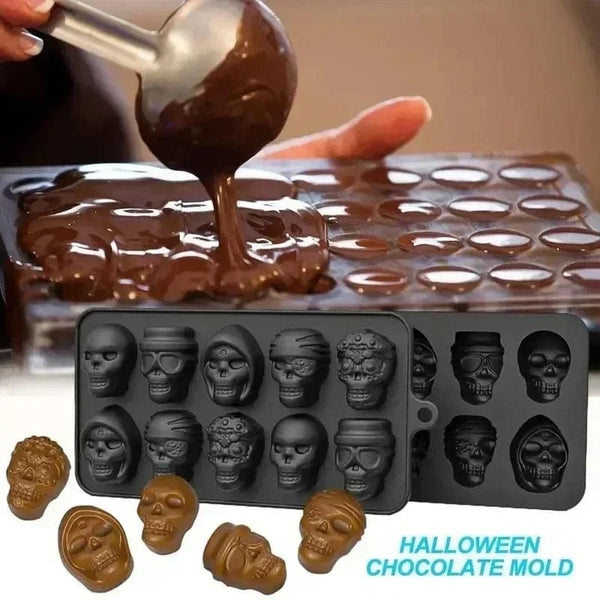Planet Gates 1Pcs Skull Ice Cube Mold 10-Grid Skull Ice Mold For Halloween Kitchen Tools Reusable Making Accessory For Chocolate Ice Cream Mold