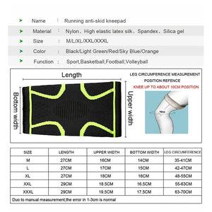Planet Gates 1PCS Sport Kneepad Silica Gel Non-slip Knee Pads Running Yoga Kneelet Protective Ventilation Knit Nylon High Elasticity