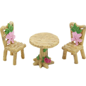 Planet Gates 1PCS Tables Chair Create a Magical Fairy Garden with 1 Set of Resin Wood Tables & Chairs, Moss Micro Landscape, Succulent Plant Ornaments, and Mini Garden Decoration Accessories!