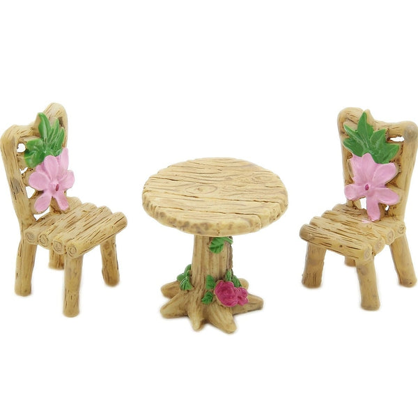 Planet Gates 1PCS Tables Chair Create a Magical Fairy Garden with 1 Set of Resin Wood Tables & Chairs, Moss Micro Landscape, Succulent Plant Ornaments, and Mini Garden Decoration Accessories!