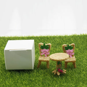 Planet Gates 1PCS Tables Chair Create a Magical Fairy Garden with 1 Set of Resin Wood Tables & Chairs, Moss Micro Landscape, Succulent Plant Ornaments, and Mini Garden Decoration Accessories!