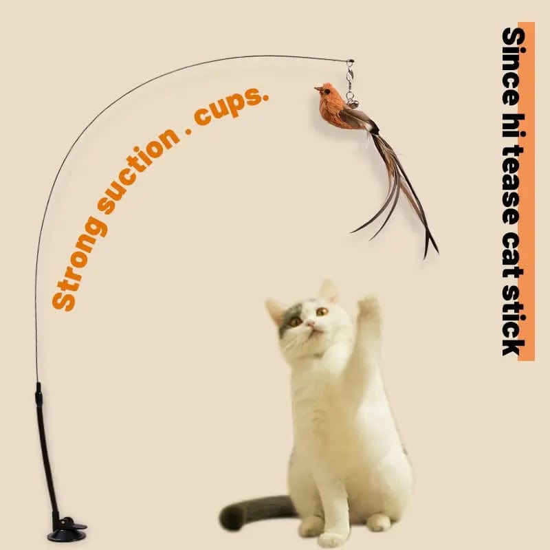 Planet Gates 1PCS Upgraded Epoxy Sucker Steel Wire Long Rod Feather Cat Teasing Stick Cat Self Hi No Harmful Ingredients