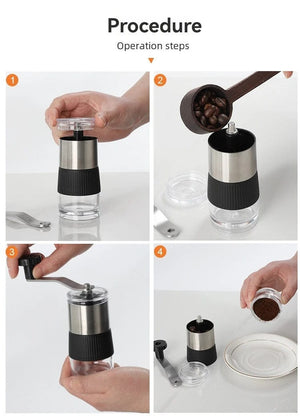 Planet Gates 1PCS-W310 New Mini Hand Shake Manual Grinding Convenient Stainless Steel Ceramic Core Coffee Bean Grinder Visual Coffee Machine