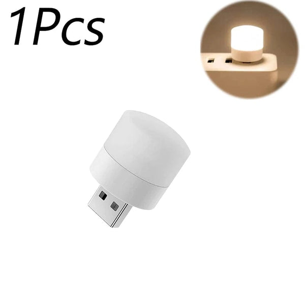 Planet Gates 1pcs-Warm Mini USB Night Light Portable Car Signal Lights 5V 1W Eye Care Book Reading Bulbs Computer Mobile Power Charging LED Night Lamp