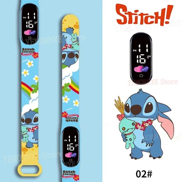 Planet Gates 1PCS watch 35 Disney Stitch Digital Kids' Watches Anime Figures LED Luminous Watch Touch Waterproof Electronic Sports Watch Kids Birthday Gift