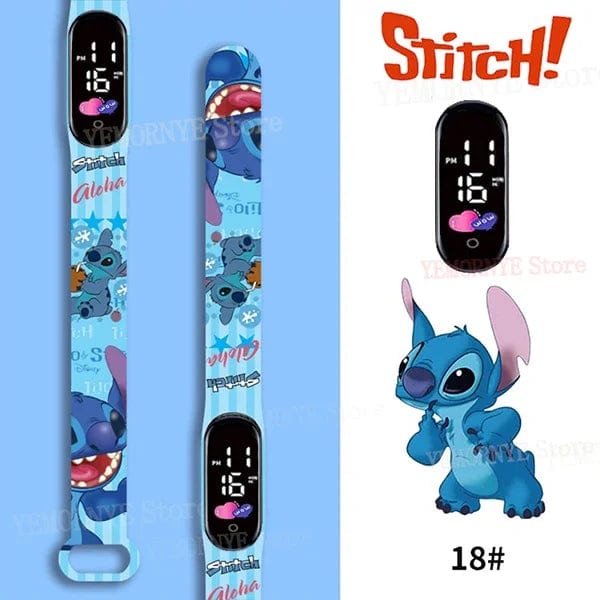Planet Gates 1PCS watch 35 Disney Stitch Digital Kids' Watches Anime Figures LED Luminous Watch Touch Waterproof Electronic Sports Watch Kids Birthday Gift