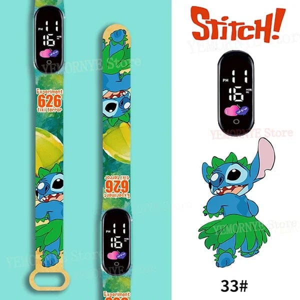 Planet Gates 1PCS watch 35 Disney Stitch Digital Kids' Watches Anime Figures LED Luminous Watch Touch Waterproof Electronic Sports Watch Kids Birthday Gift