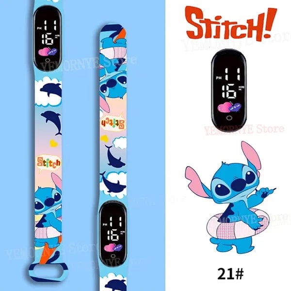 Planet Gates 1PCS watch 35 Disney Stitch Digital Kids' Watches Anime Figures LED Luminous Watch Touch Waterproof Electronic Sports Watch Kids Birthday Gift