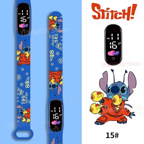Planet Gates 1PCS watch 35 Disney Stitch Digital Kids' Watches Anime Figures LED Luminous Watch Touch Waterproof Electronic Sports Watch Kids Birthday Gift