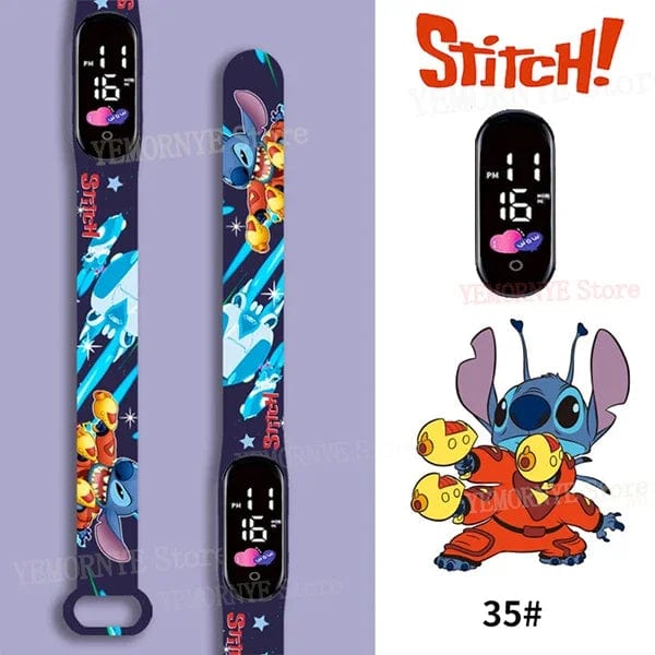 Planet Gates 1PCS watch 35 Disney Stitch Digital Kids' Watches Anime Figures LED Luminous Watch Touch Waterproof Electronic Sports Watch Kids Birthday Gift