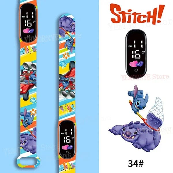 Planet Gates 1PCS watch 35 Disney Stitch Digital Kids' Watches Anime Figures LED Luminous Watch Touch Waterproof Electronic Sports Watch Kids Birthday Gift