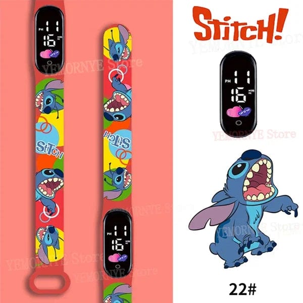 Planet Gates 1PCS watch 35 Disney Stitch Digital Kids' Watches Anime Figures LED Luminous Watch Touch Waterproof Electronic Sports Watch Kids Birthday Gift