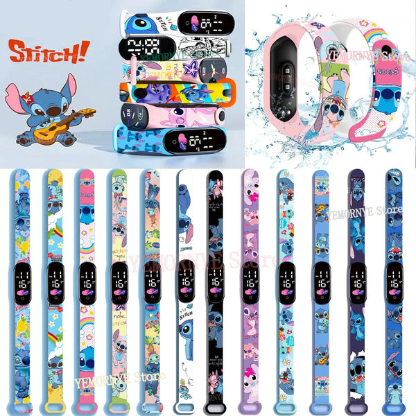 Planet Gates 1PCS watch 35 Disney Stitch Digital Kids' Watches Anime Figures LED Luminous Watch Touch Waterproof Electronic Sports Watch Kids Birthday Gift