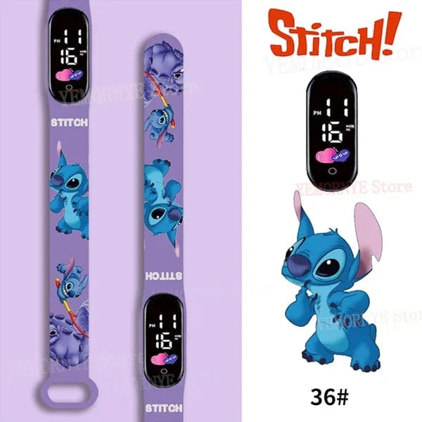 Planet Gates 1PCS watch 35 Disney Stitch Digital Kids' Watches Anime Figures LED Luminous Watch Touch Waterproof Electronic Sports Watch Kids Birthday Gift