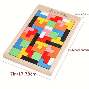 Planet Gates 1PCs Wooden Puzzles Blocks Brain Teasers Toy Tangram Colorful Jigsaw Game Preschool Educational Gift For Baby Toddlers Kids