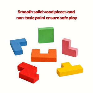 Planet Gates 1PCs Wooden Puzzles Blocks Brain Teasers Toy Tangram Colorful Jigsaw Game Preschool Educational Gift For Baby Toddlers Kids