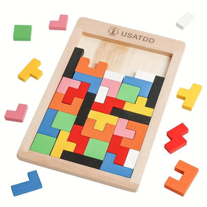 Planet Gates 1PCs Wooden Puzzles Blocks Brain Teasers Toy Tangram Colorful Jigsaw Game Preschool Educational Gift For Baby Toddlers Kids