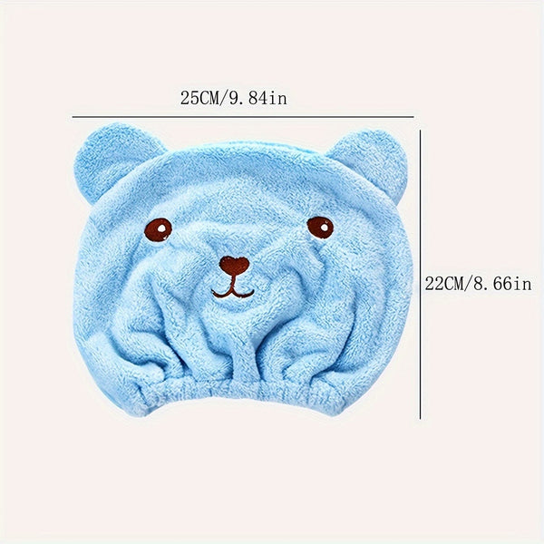 Planet Gates 1ps Cartoon Bear Thicken Hair Drying Cap Super Absorbent Quick Drying Towel Shower Cap Korean Version Scrub Hair Bag Head Wrap