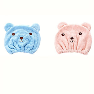 Planet Gates 1ps Cartoon Bear Thicken Hair Drying Cap Super Absorbent Quick Drying Towel Shower Cap Korean Version Scrub Hair Bag Head Wrap