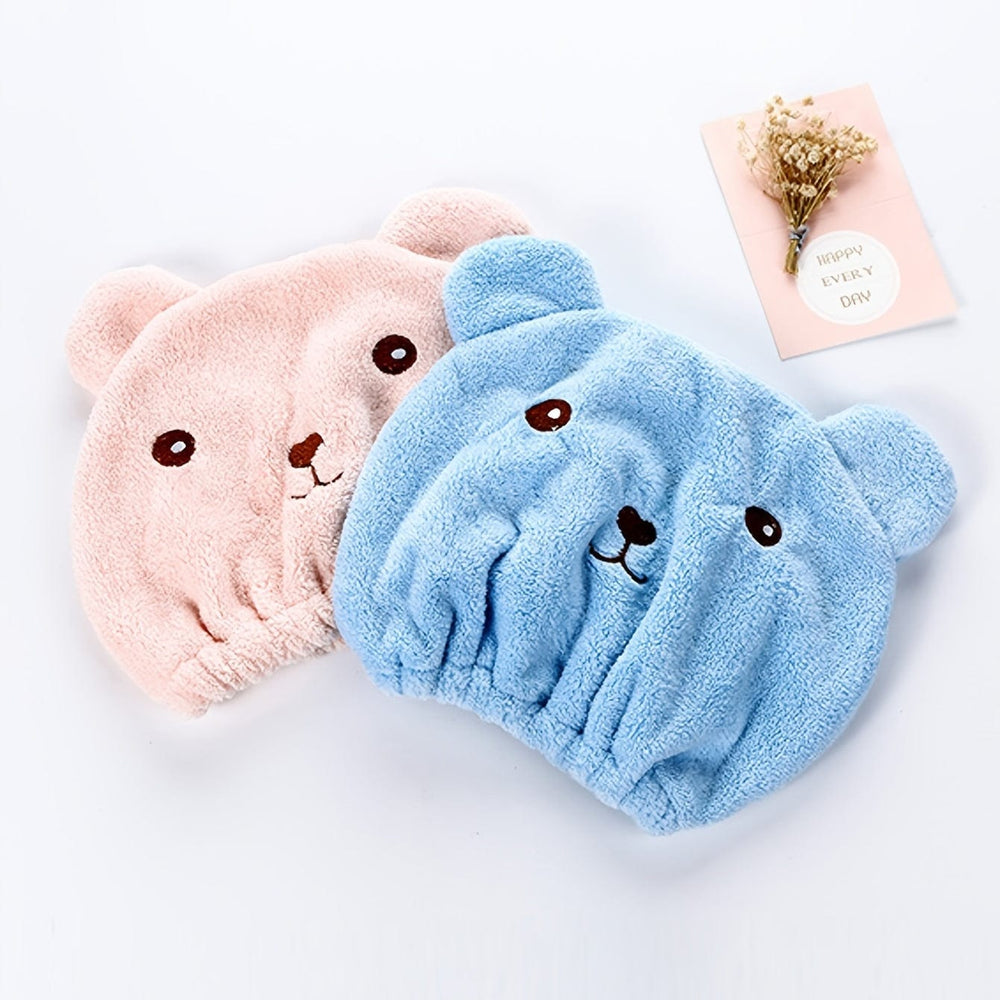 Planet Gates 1ps Cartoon Bear Thicken Hair Drying Cap Super Absorbent Quick Drying Towel Shower Cap Korean Version Scrub Hair Bag Head Wrap