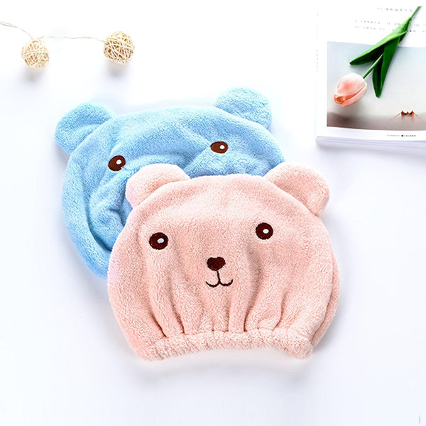 Planet Gates 1ps Cartoon Bear Thicken Hair Drying Cap Super Absorbent Quick Drying Towel Shower Cap Korean Version Scrub Hair Bag Head Wrap