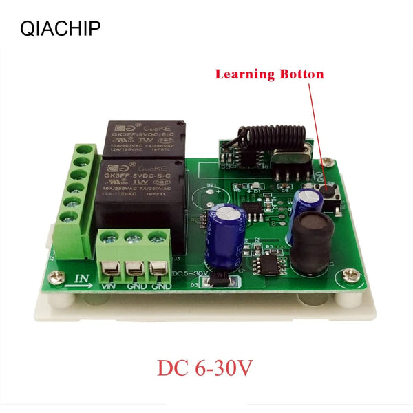 Planet Gates 1R 1T 433.92Mhz DC 6V 12V 24V 48V 60V Universal Wireless Remote Control Switch 2 CH RF Relay Receiver Module DC5-30V For Smart Home