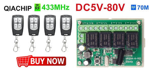 Planet Gates 1R 1T 433.92Mhz DC 6V 12V 24V 48V 60V Universal Wireless Remote Control Switch 2 CH RF Relay Receiver Module DC5-30V For Smart Home