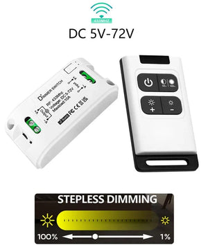 Planet Gates 1Receiver 1Remote RF 433 Mhz Universal Wireless Smart Light Dimmer Switch Remote Control switch DC 5V 12V 24V 48V Relay Mini Receiver for Light