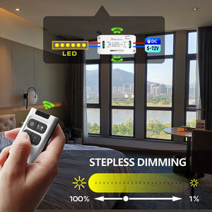Planet Gates 1Receiver 1Remote RF 433 Mhz Universal Wireless Smart Light Dimmer Switch Remote Control switch DC 5V 12V 24V 48V Relay Mini Receiver for Light