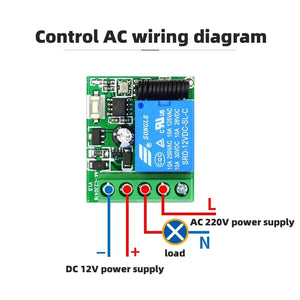Planet Gates 1Remote 1 Receiver 433MHz Wireless Remote Control Switch DC 12V 10A 1CH Relay Module Receiver ON OFF Remote Control For Gate Led Lights Bulb DIY