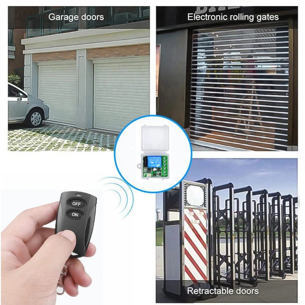 Planet Gates 1Remote 1 Receiver 433MHz Wireless Remote Control Switch DC 12V 10A 1CH Relay Module Receiver ON OFF Remote Control For Gate Led Lights Bulb DIY