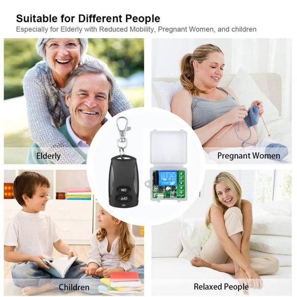 Planet Gates 1Remote 1 Receiver 433MHz Wireless Remote Control Switch DC 12V 10A 1CH Relay Module Receiver ON OFF Remote Control For Gate Led Lights Bulb DIY