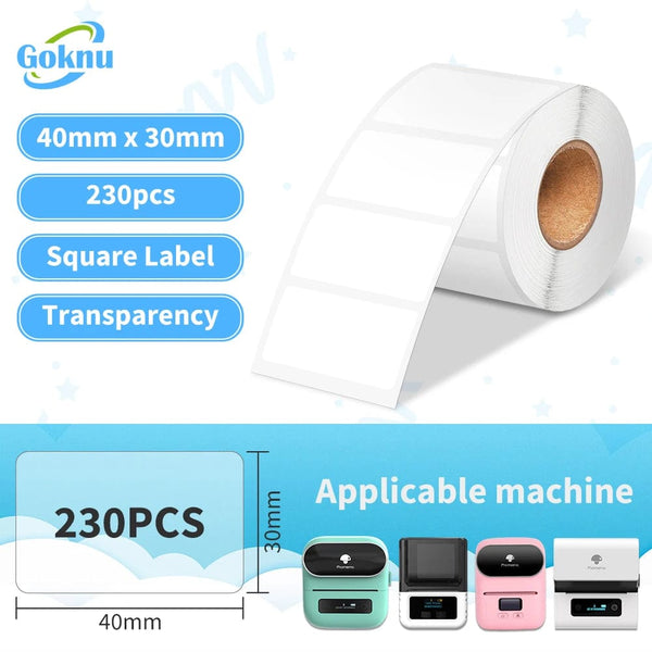 Planet Gates 1roll 40x30mm for M110 M221 M220 M200 M120 Label Printer 230pcs Square Thermal Label BPA Free Self-Adhesive Labels Sticky Paper