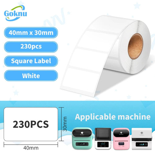 Planet Gates 1roll XP4030-230WH 1roll 40x30mm for M110 M221 M220 M200 M120 Label Printer 230pcs Square Thermal Label BPA Free Self-Adhesive Labels Sticky Paper