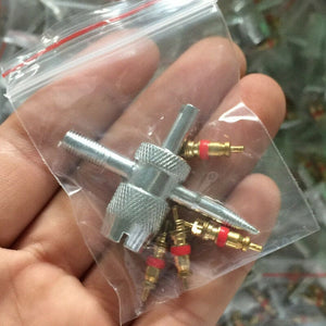 Planet Gates 1set 4 Way Car Motorcycle Bike Tyre Tire Valve Repair Remover Tool+4 Valve Stem Cores New Motorcycle Accessories