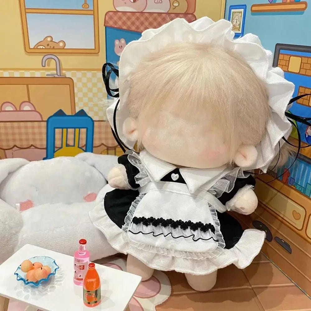 Planet Gates 1Set Handmade 10/20cm Doll Clothes Maid Dress Headband Apron Kpop Plush Dolls Outfit Toys Baby Doll's Accessories Cos Suit